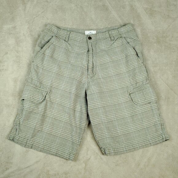 Dockers Other - Dockers Cargo Shorts Mens 33 Beige Plaid 100% Cotton Loose Fit Summer Casual